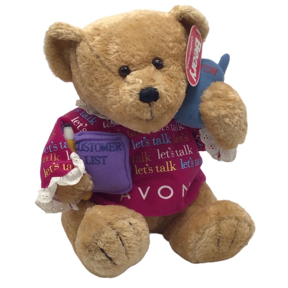 Avon Beary Beautiful Lets Talk Plush Bear Avon Rep Reward Collectible
